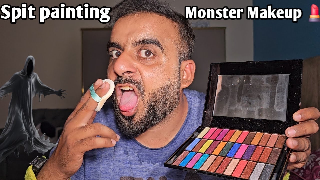 ASMR - Fast & Aggressive spit painting your Monster Makeup 💄 💀
