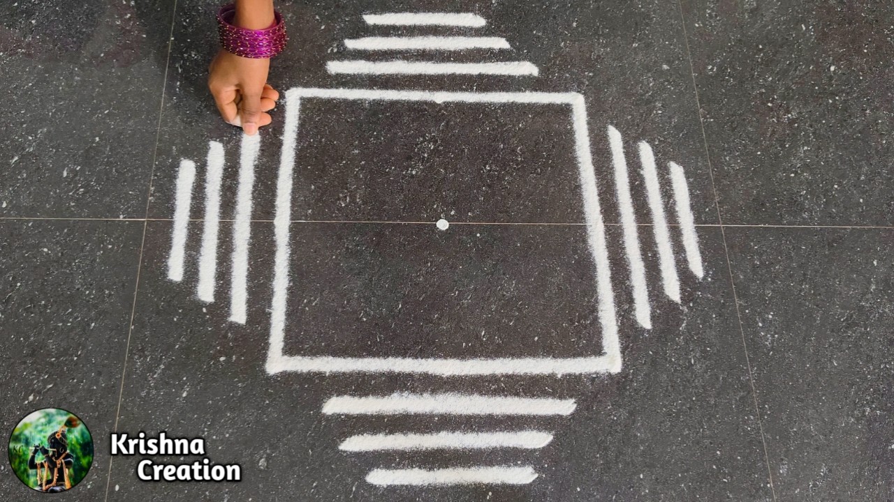 Easy Padi Kolam Design with 3x3 dots | Creative Rangoli | Padi Kolam Muggulu | Rangoli Kolam