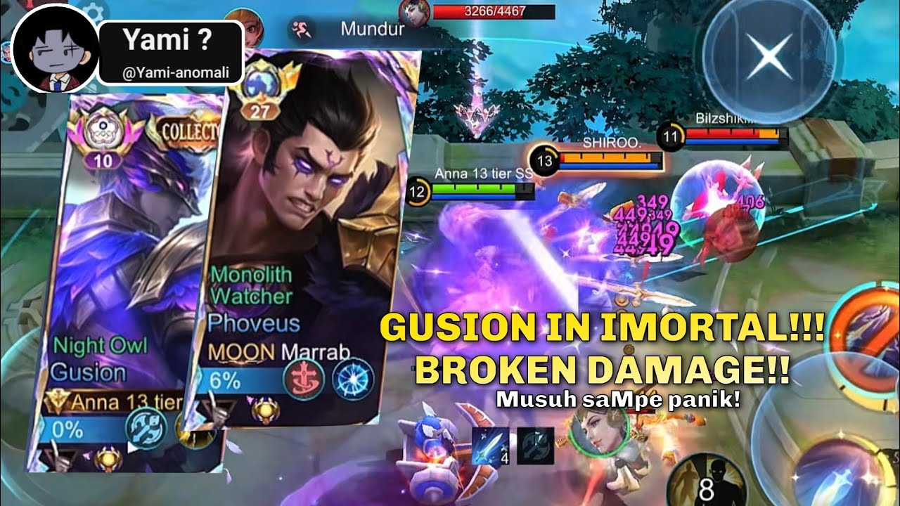 GUSION IN IMMORTAL!!! BROKEN DAMAGE 😱 MUSUH AUTO KETAR KETIR!!! MOBILE LEGENDS 