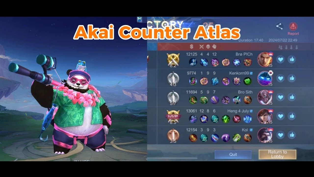 AKAI COUNTER ATLAS CAN'T USE ULTIMATE (ENEMY DEFEATE)