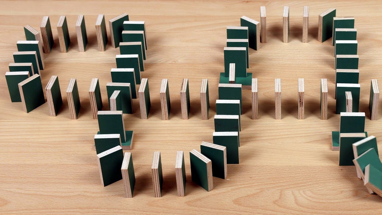 Domino Toppling Tricks (Wooden dominoes)