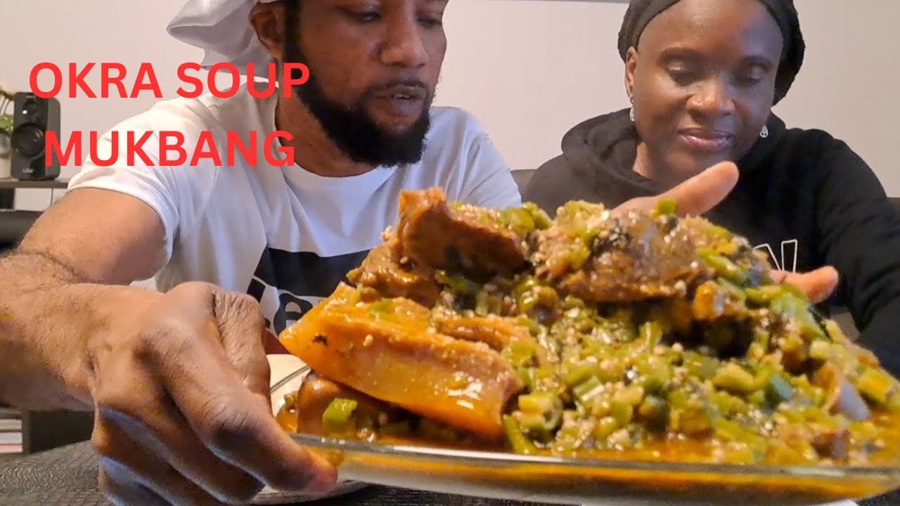 Okra soup  and pounded yam#nigerianmukbang