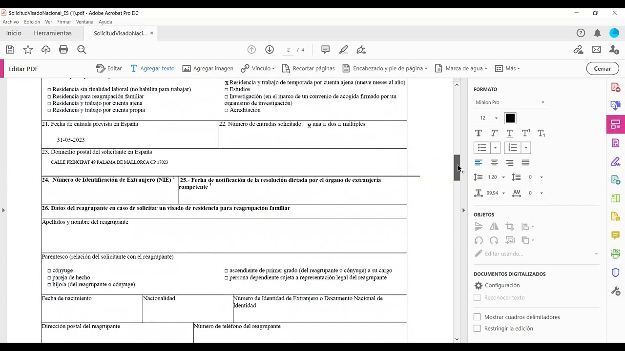 COMO RELLENAR LA SOLICITUDE DE VISADO NACIONAL ESPAÑOL