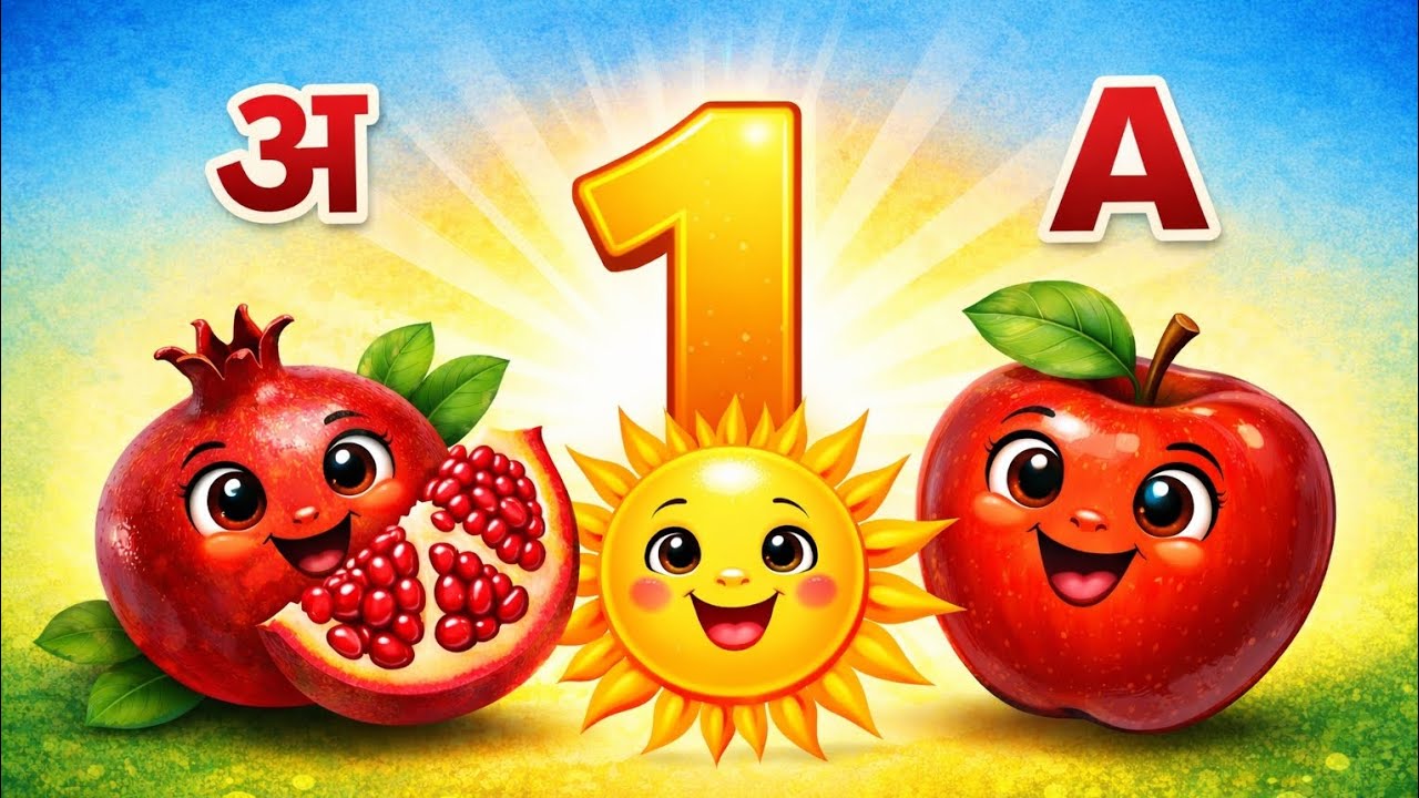 Anar ke Daane Lal Lal | 123 Numbers Song | 🍎 A for Apple | ABCD & Hindi Rhymes for Kids 🎶