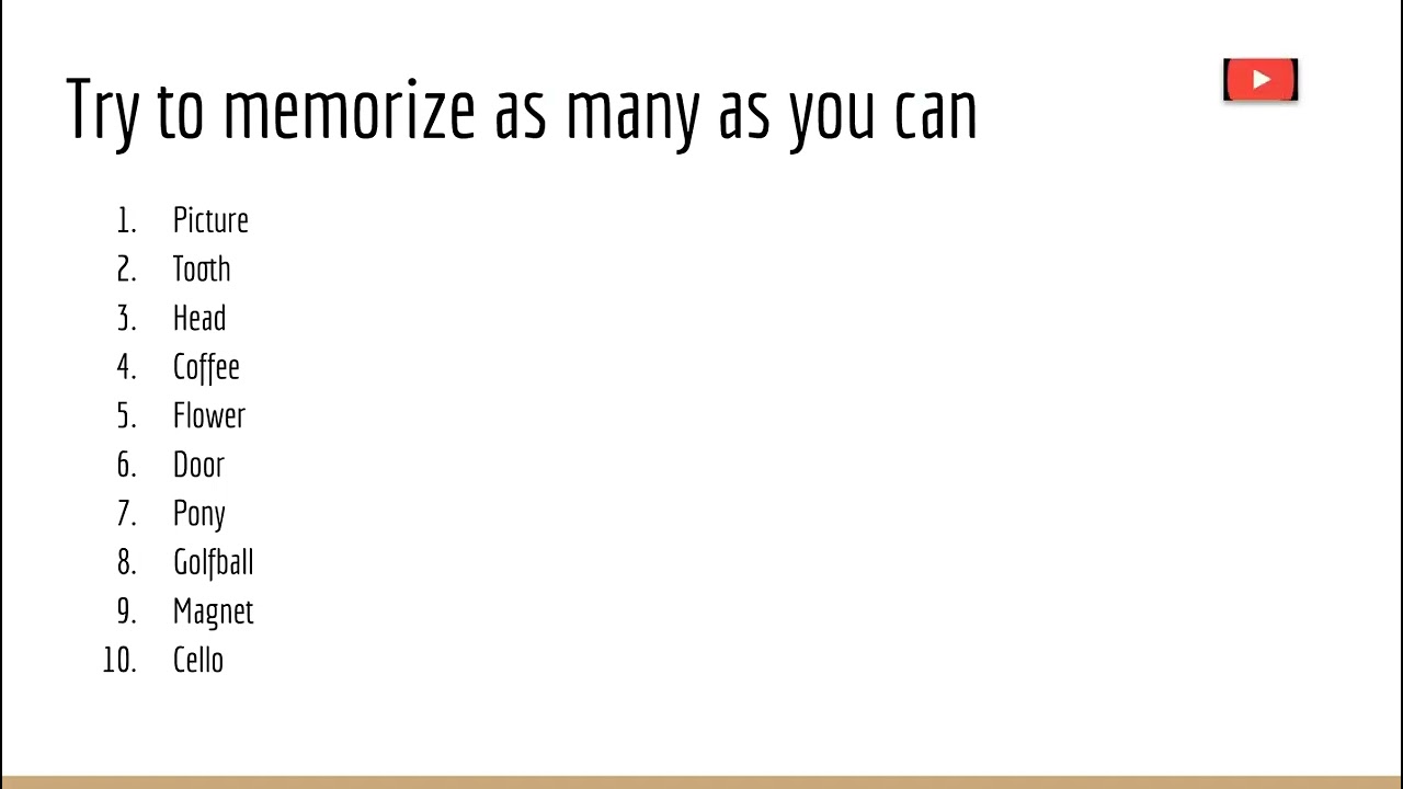 Word Recall Test Video