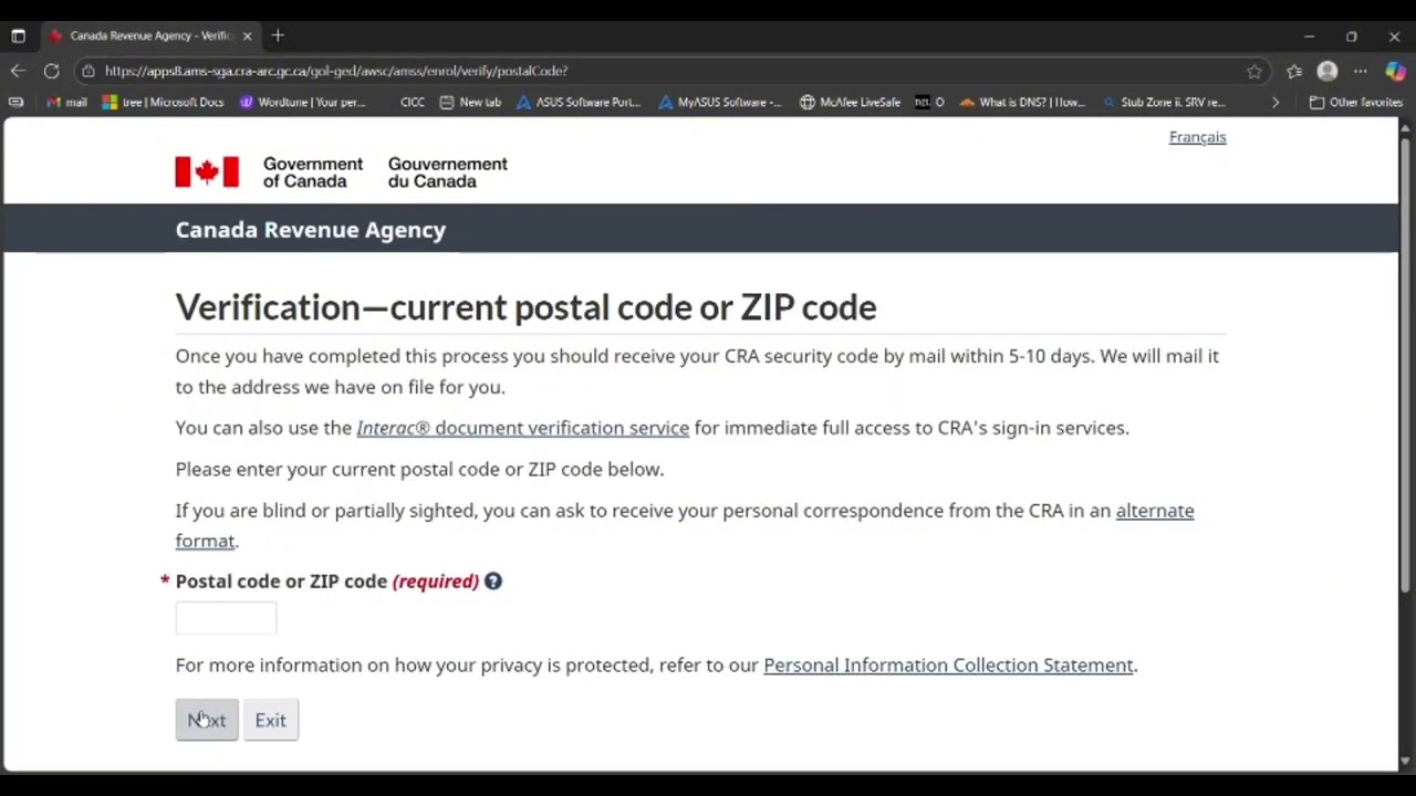 Steps to create CRA My Account 