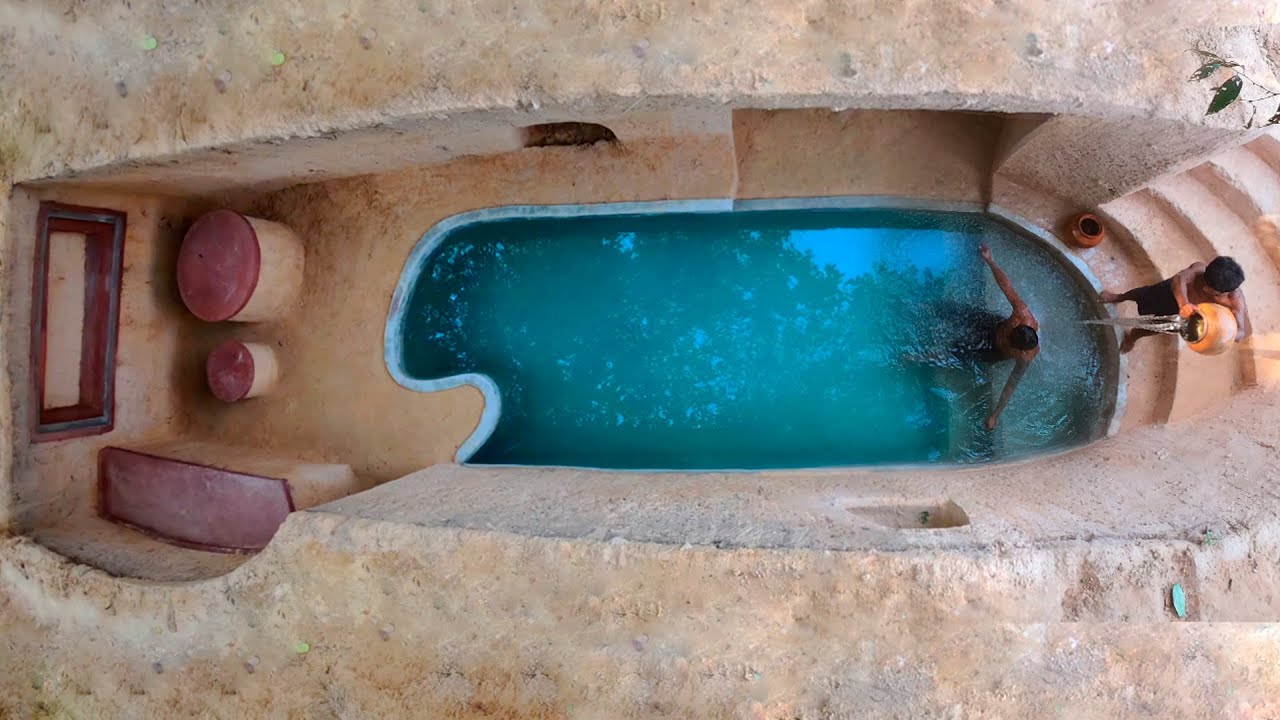 How To Build Underground Temple Swimming Pool and Underground House Part 1