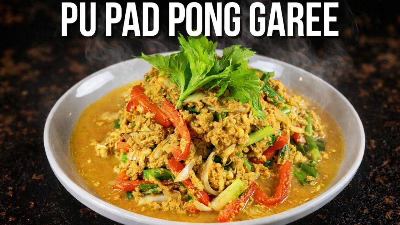 Thai Recipe Stir-Fried Crab with Yellow Curry (Pu Pad Pong Karee)