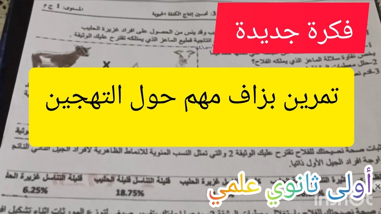 تمرين  إختبار رائع تفهم درس التهجين من الاول للأخير (الفصل الثاني)أولى ثانوي علمي