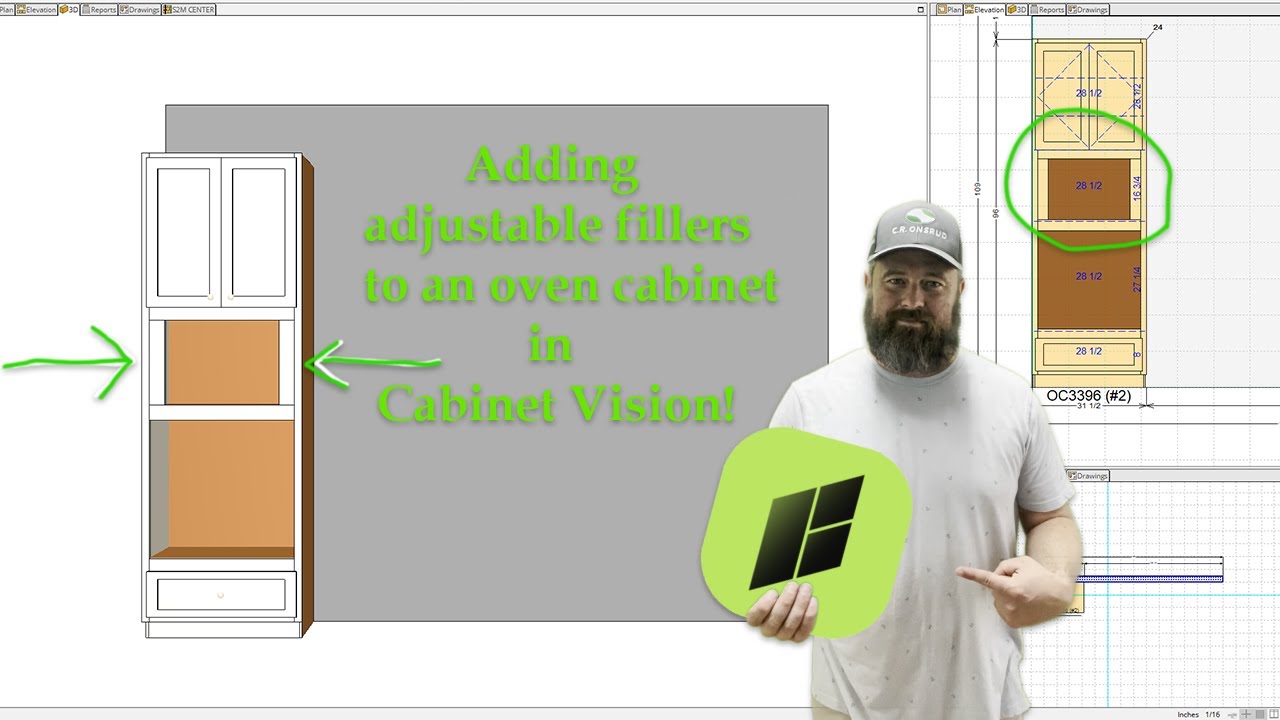 Adding adjustable side fillers to an oven cabinet in Cabinet Vision