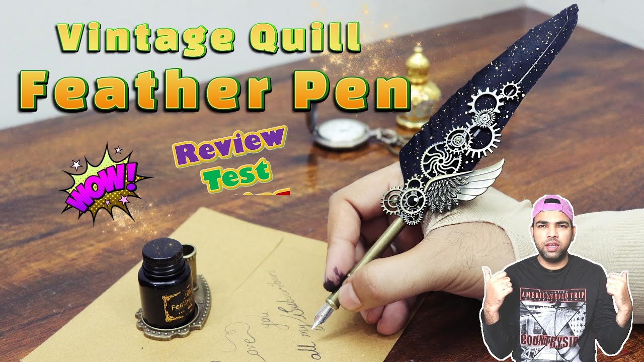 Feather Pen Vintage Quill | Luxury Fountain Calligraphy Ink Pen | Antique Pen | Unique | Review Test