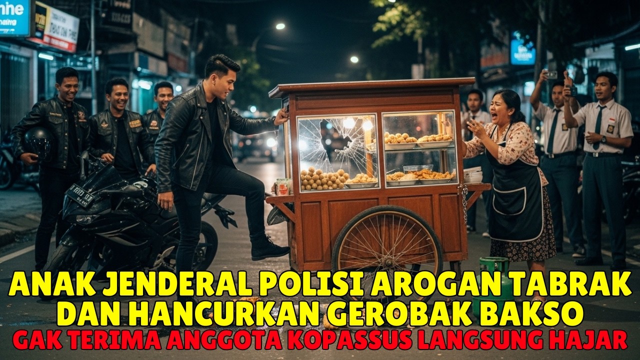 VIRAL! Arogan di Jalanan! Anak Jenderal Tabrak Gerobak Bakso, Endingnya Tak Terduga!