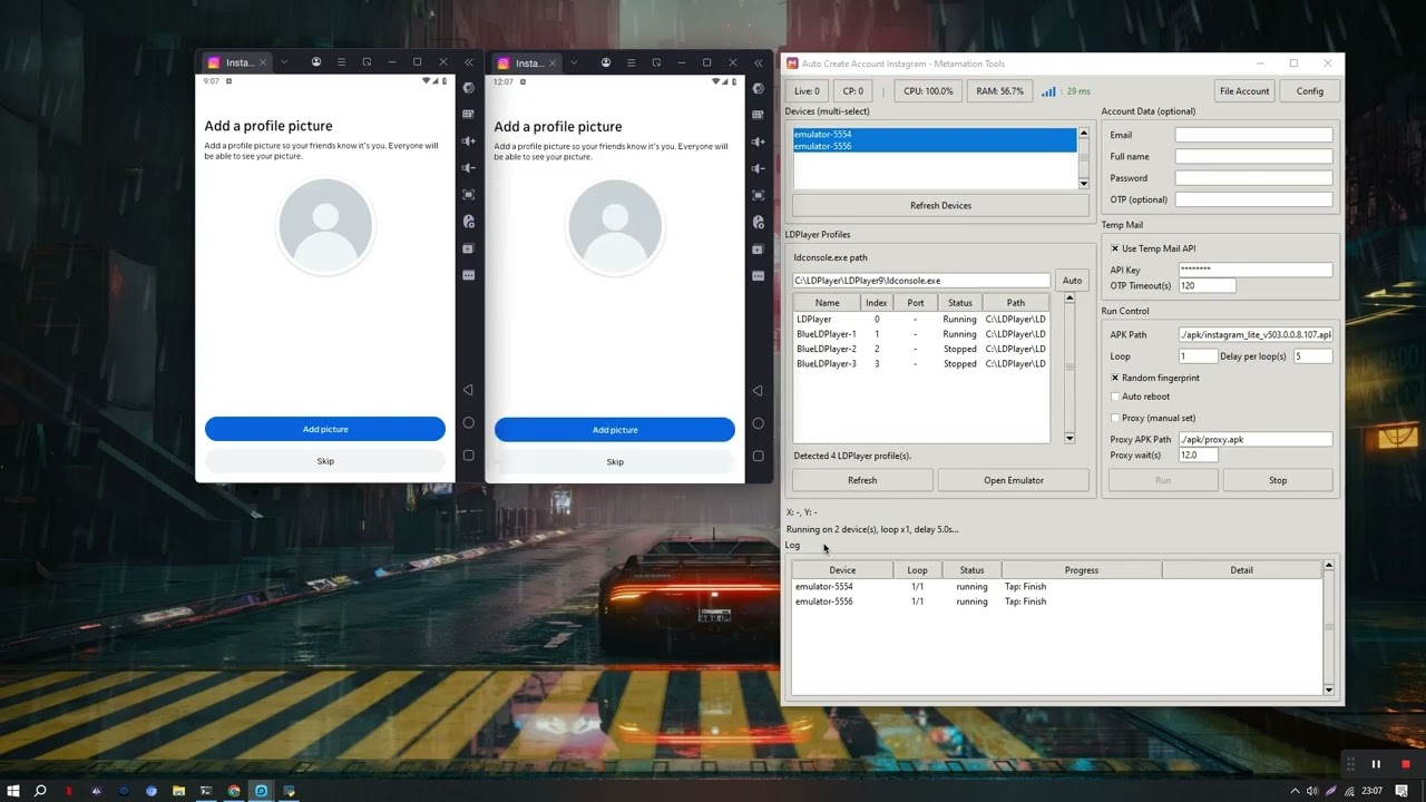 Auto Create Account Instagram (IG Reg Clone LDPlayer) - Metamation Tools