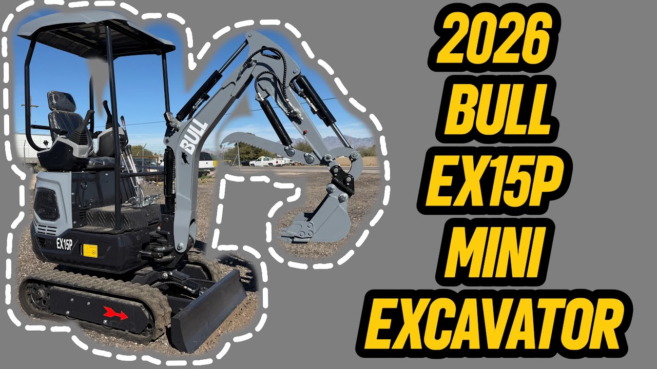 Обзор и демонстрация газового мини-экскаватора Bull EX15P 2026 года выпуска.
