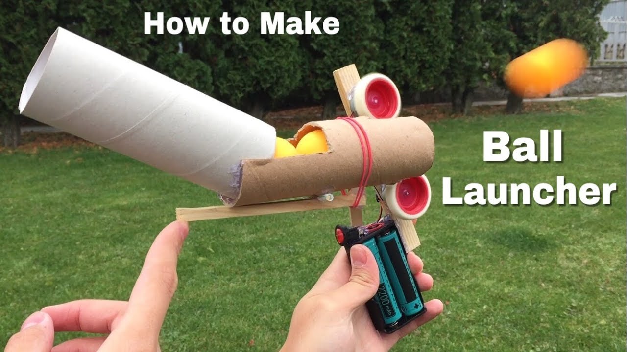 How to Make Ping Pong Ball Launcher at Home - Full Auto Electric Machine Gun