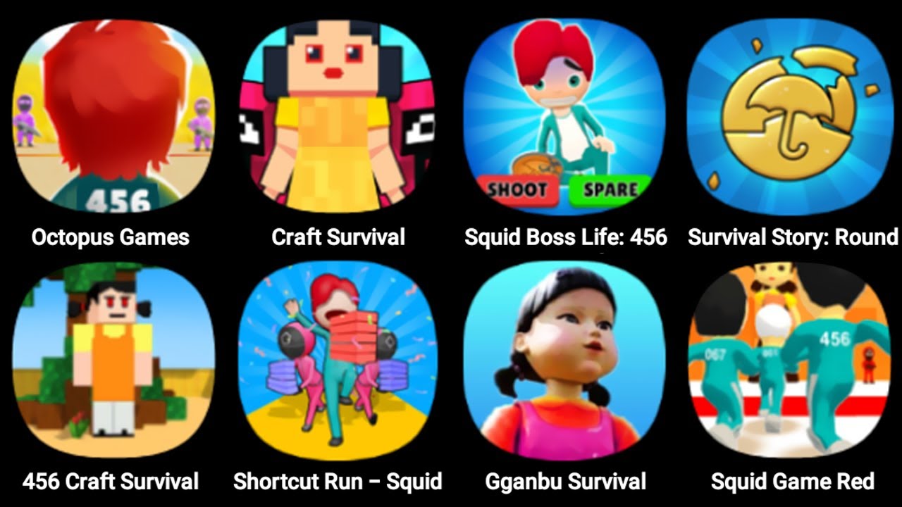 Octopus Games, 456 Craft Survival, Squid Boss Life, Survival Story, Gganbu Survival Challenge