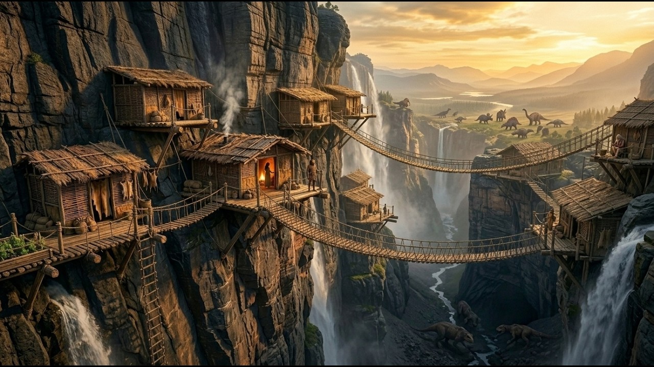 Life 4 Million Years Ago: Primitive Couple Built a Hanging Village Over the Abyss to Survive
