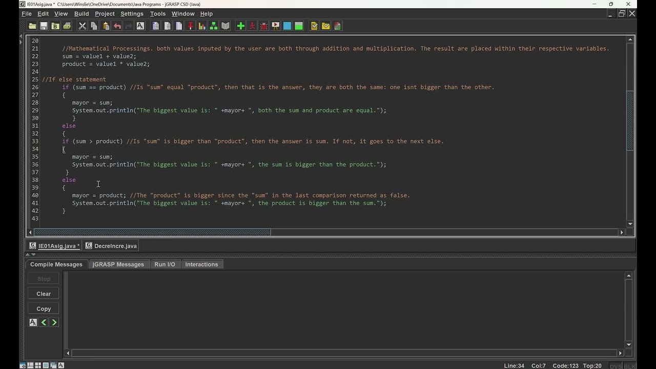 jgraps Java: If Else Statement