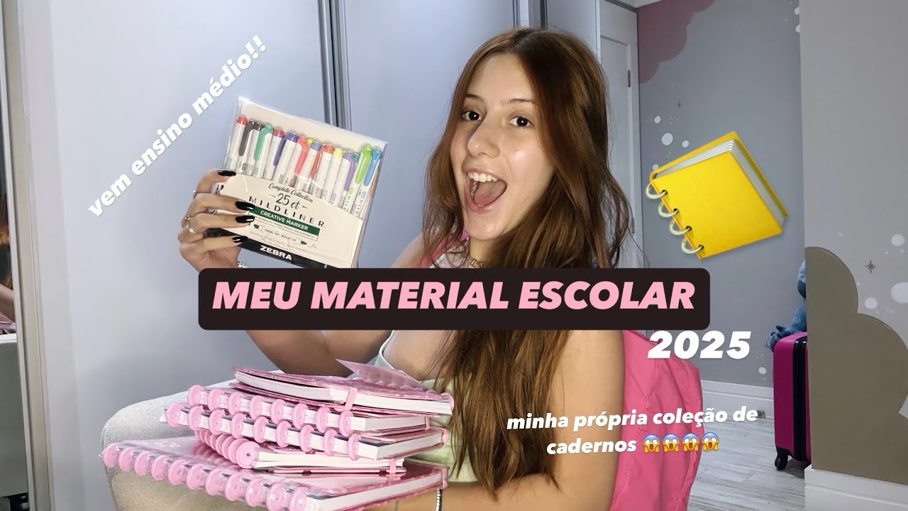 MEU MATERIAL ESCOLAR 2025! Minha própria coleção de cadernos 😱😱😱