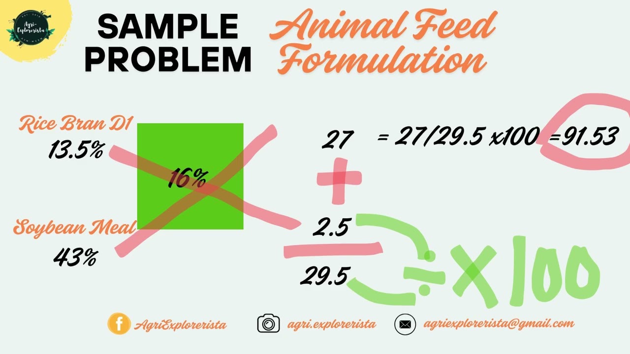 Sample Computation for Animal Feed Formulation using Pearson Square Method💚🌿