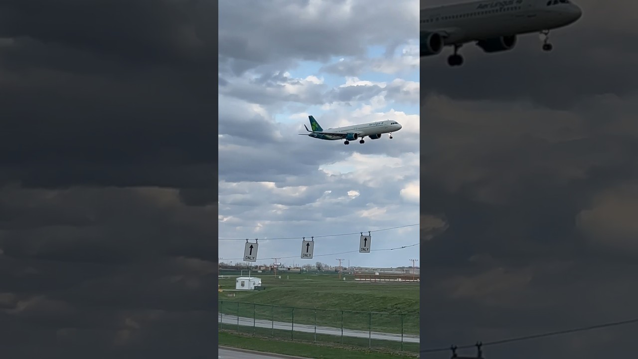 Windy Aer Lingus A321neo landing in Cleveland #aviation #cleveland