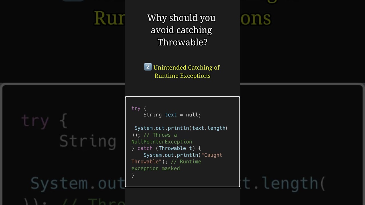 Why Should You Avoid Catching Throwable in Java? Explained Simply! #java #coding #k5kc