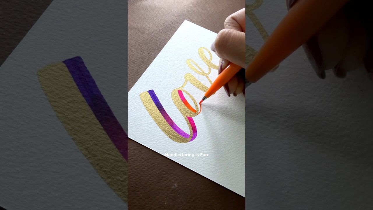 Love lettering with this gold paint marker! #shorts #calligraphy #lettering #handlettering #art