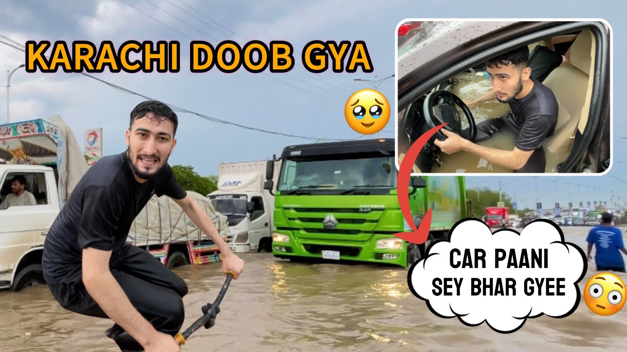 Pura Karachi Doob Gya🥹/ Shahrah Faisal Par Garia Sari Doob Gye😳 Logo k sth Shughal or Madad Dono Ki😊