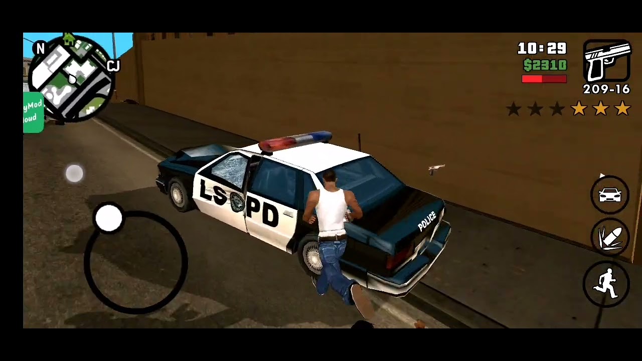 مطاردة مجنونة مع شرطة في  GTA San Andreas جي تي ايه موبايل
