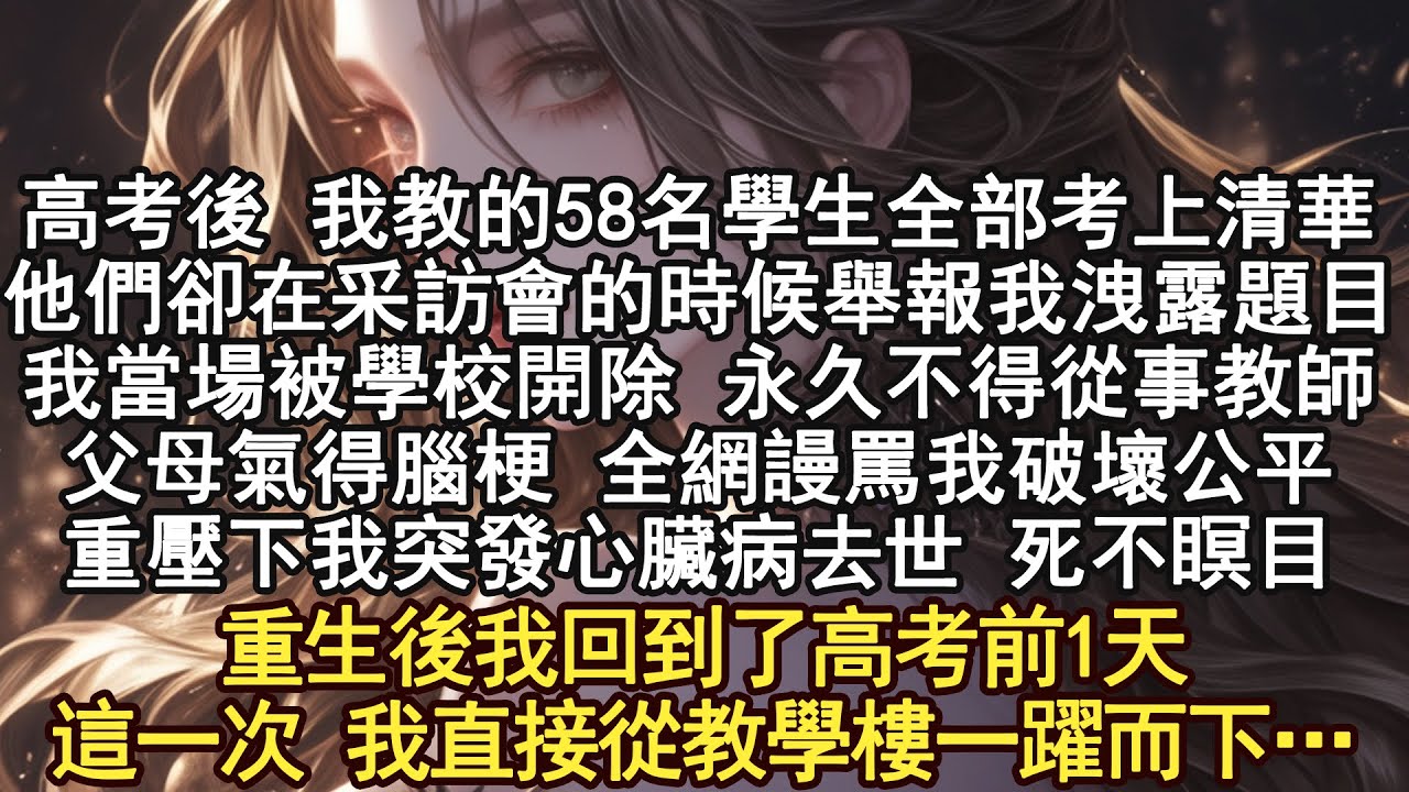 高考後 我教的58名學生全部考上清華,他們卻在采訪會的時候舉報我洩露題目,我當場被學校開除 永久不得從事教師,父母氣得腦梗 全網謾罵我破壞公平,重壓下我突發心臟病去世 死不瞑目,重生後我回到了高考前