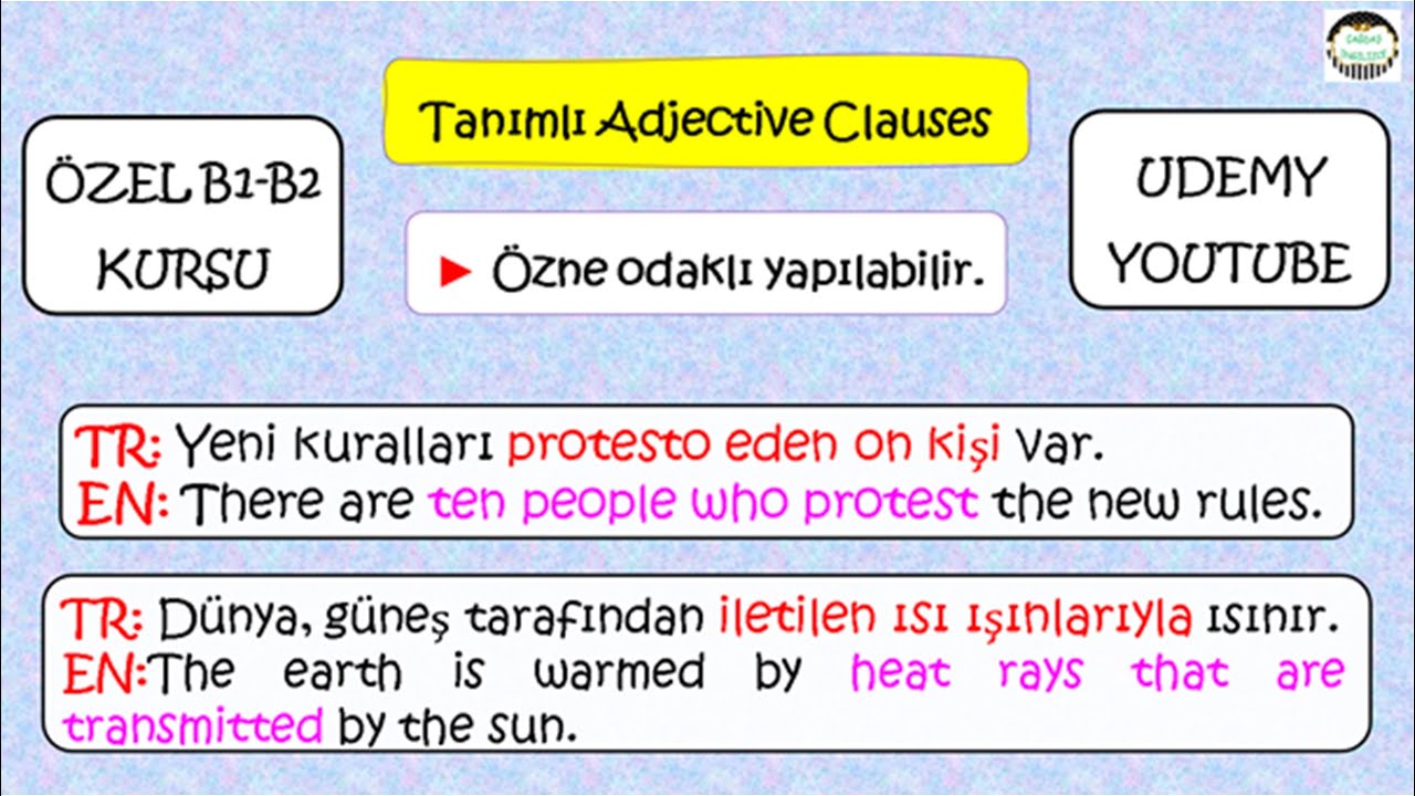 #103  Genel bir bakış (Tanımlı-Tanımsız)(1. Part) - ADJECTIVE CLAUSES (SIFAT CÜMLECİKLERİ)