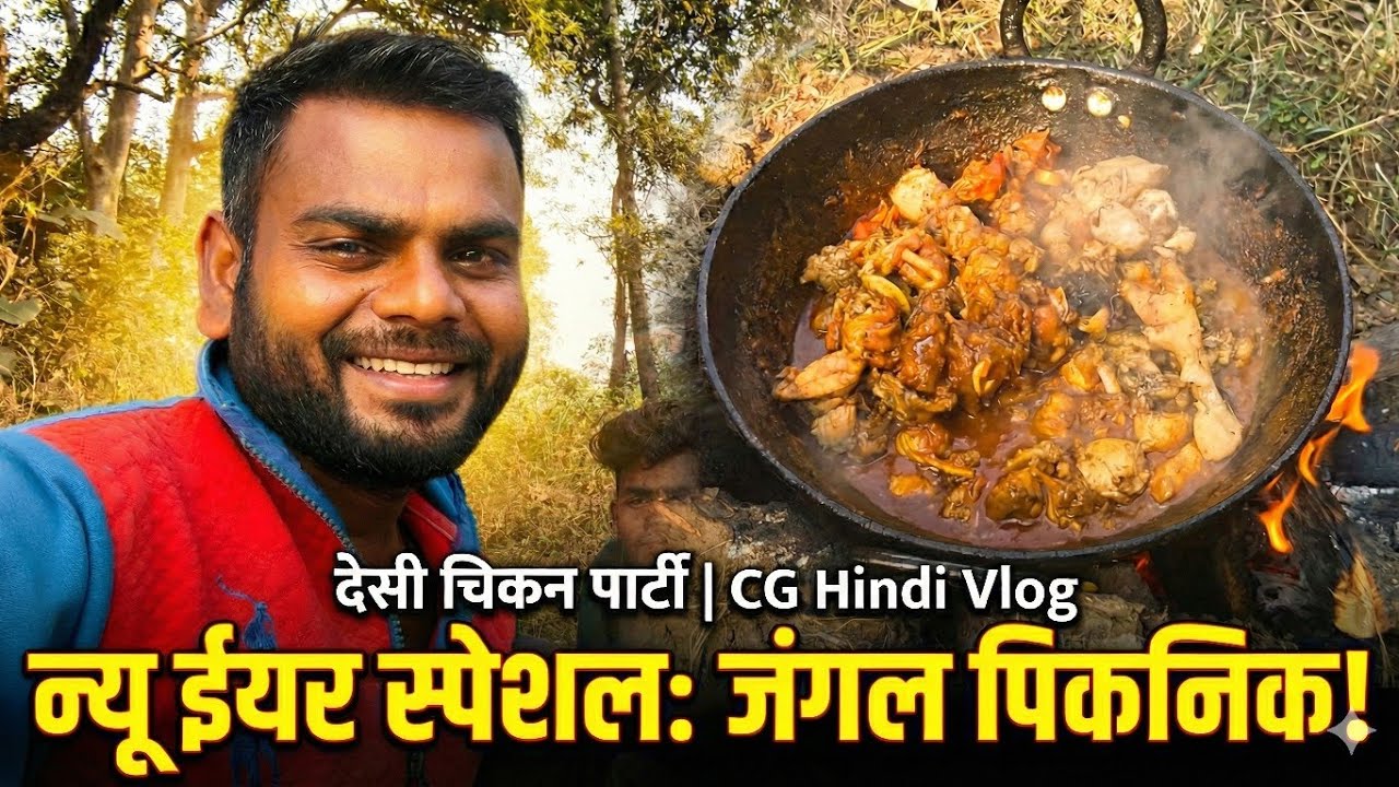 🔥 जंगल में न्यू ईयर पार्टी! चूल्हे पर बनाया ऐसा देसी चिकन जो कभी नहीं खाया होगा! 🍗 | CG Hindi Vlog
