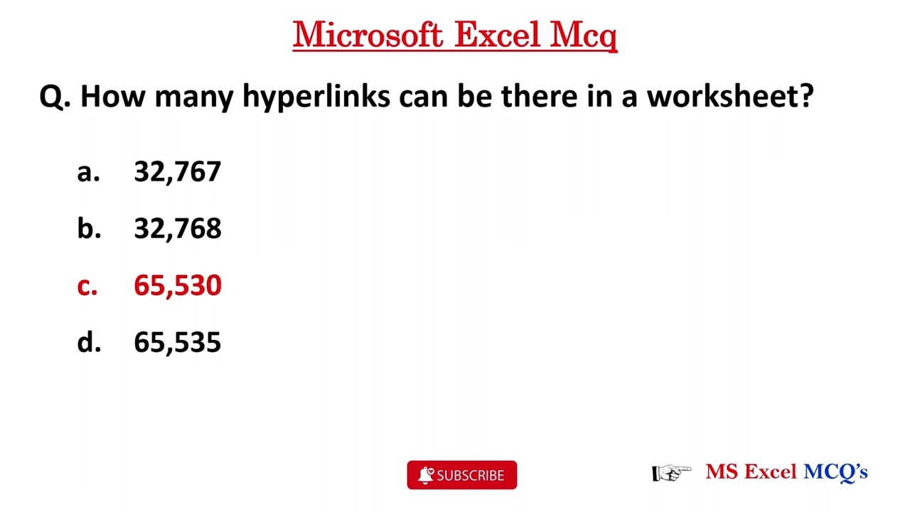 Top 50 MS Excel MCQ's Question with Answers | Microsoft Excel | MS Office Question 