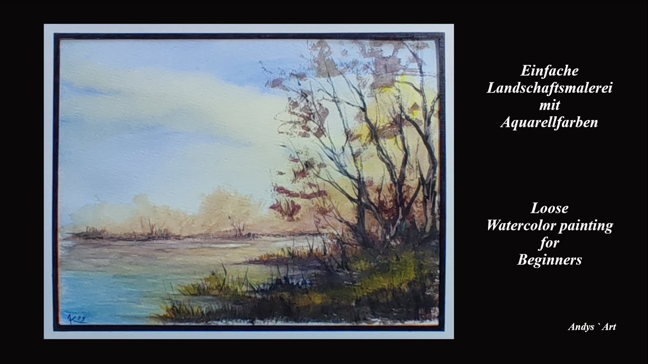 Aquarell malen mit dem Fächerpinsel , Fan Brush Watercolor Landscape