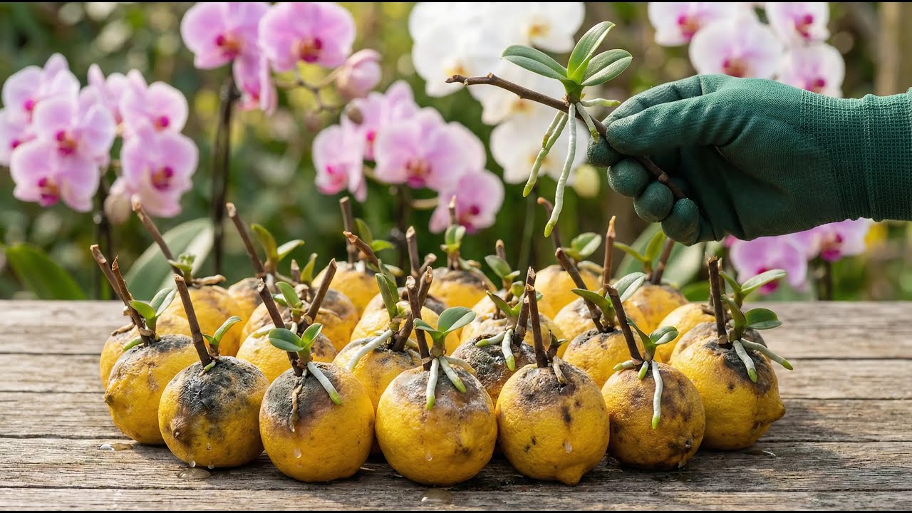 Insert an Orchid Cutting into a Lemon – New Plants Start Growing in Just 5 Days