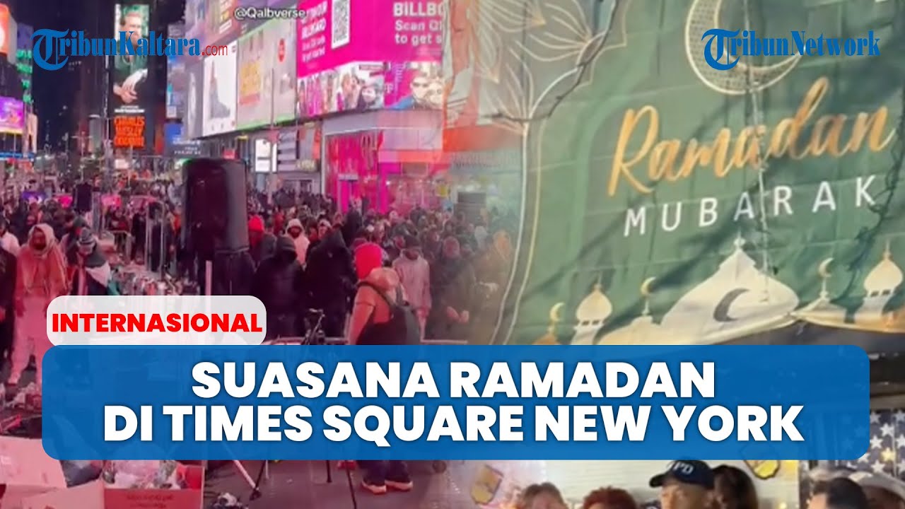 Momen Ramadhan di Times Square New York, Umat Muslim Berbagi Takjil Hingga Sholat Tarawih Berjamaah