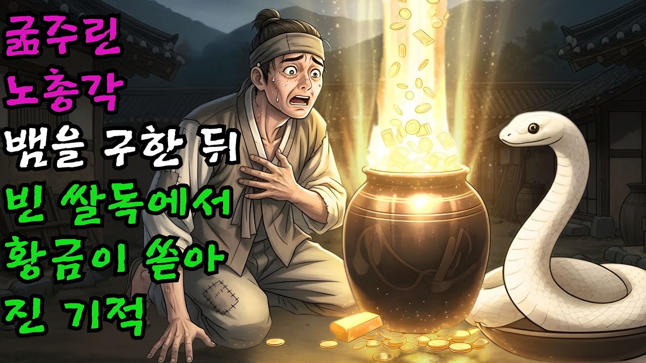 쌀 한 톨 없어 굶어 죽어가던 노총각이 산에서 뱀을 구해준 뒤 빈 쌀독을 열자 눈이 멀어버릴 만큼 찬란한 황금이 쏟아진 기적 | 대박 난 야담 #야담#민담#전설#설화