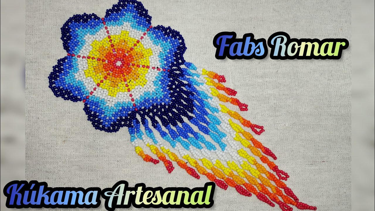 flor de chaquira con cascada en V