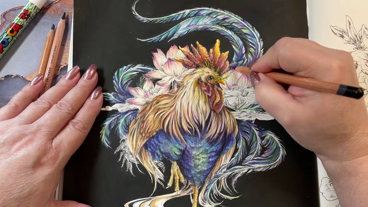 Adult Coloring - Ken Matsuda Rooster 🐓 Part  3