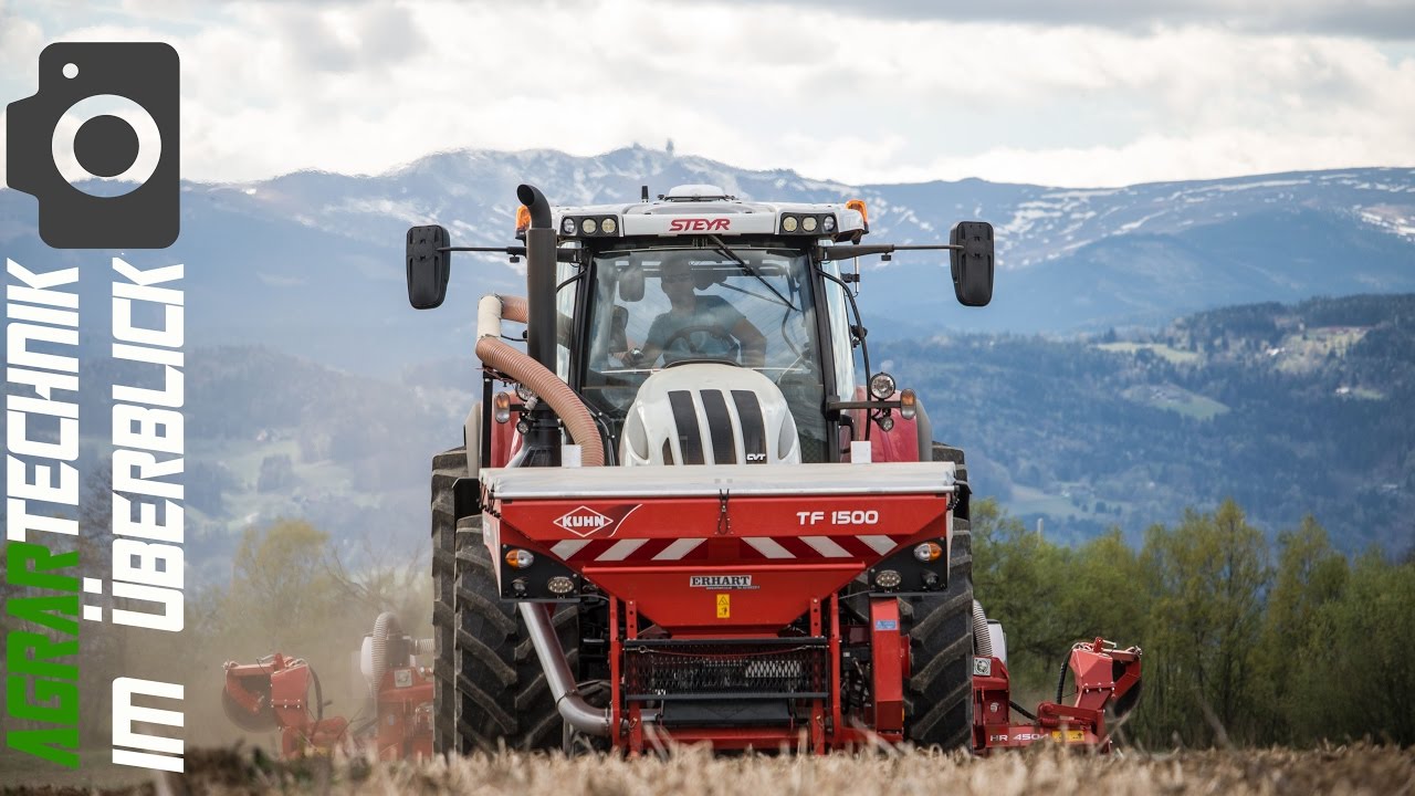 STEYR TERRUS CVT 6300|Planting Corn|Kuhn 4,5m|Monosem 6 rows|AS-Strohmeier|DJI|Panasonic