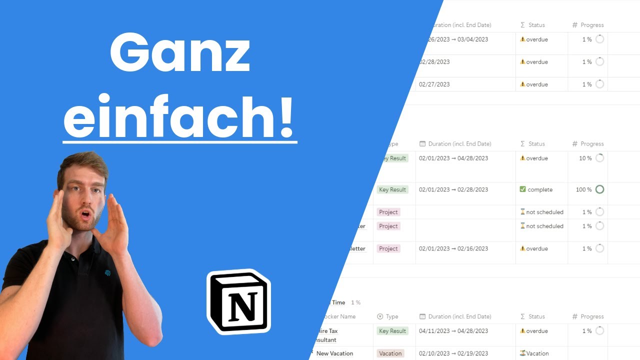 Notion Datenbank ohne Vorkenntniss (Anleitung)
