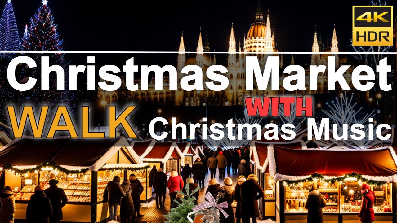 Christmas Market Walk with Christmas songs 2023 | Budapest Karácsonyi vásár | 4K