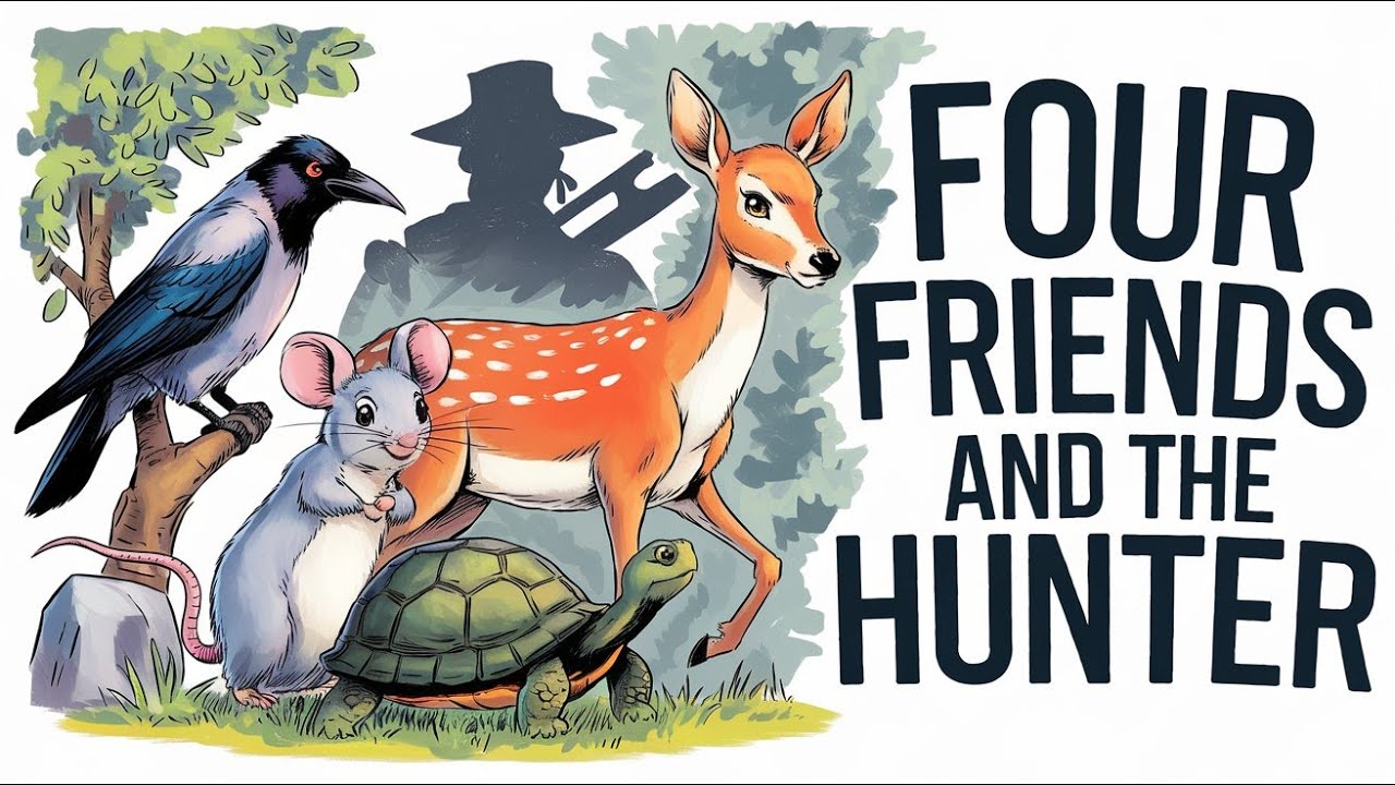 Four friends and the hunter- Moral Story || For Toddlers, Kids