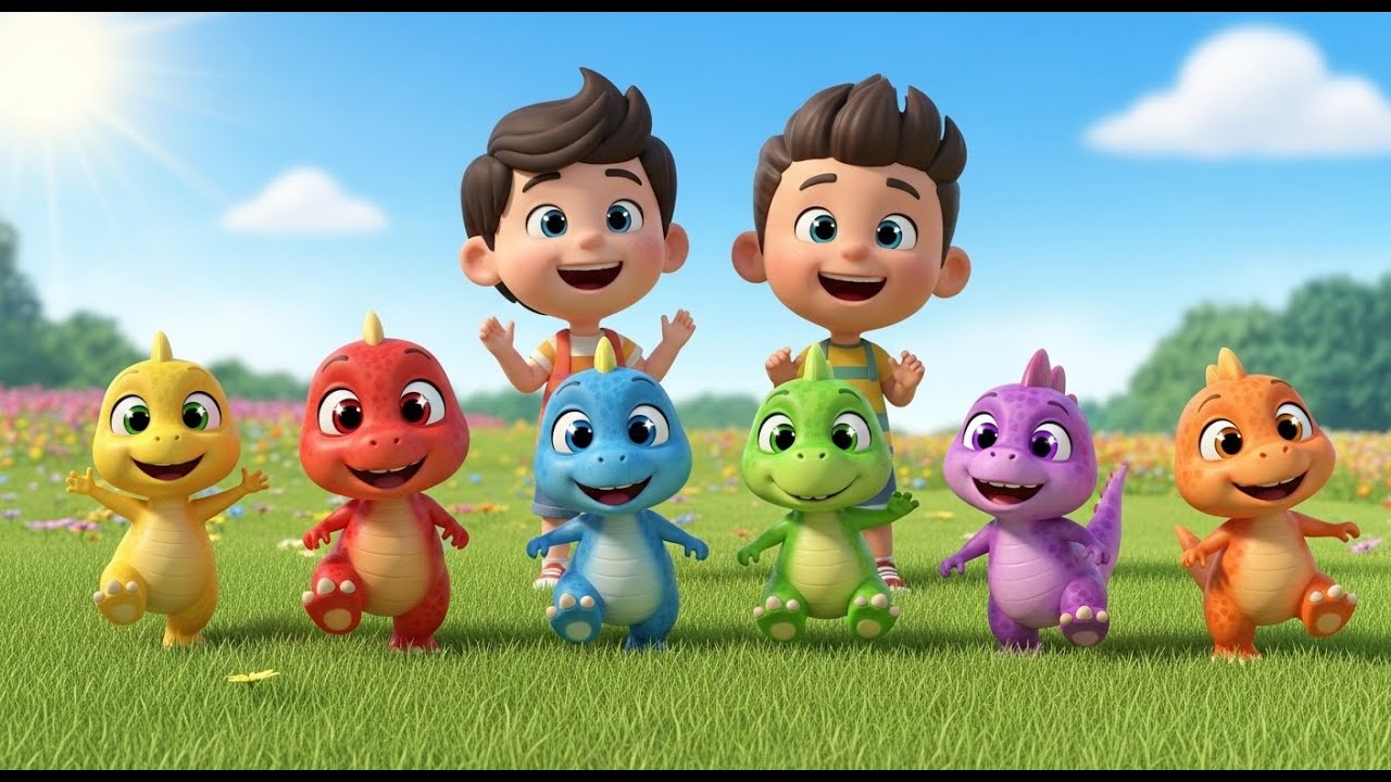 Six petits dinosaures piétinent, piétinent | Chanson de Dinosaures pour Enfants