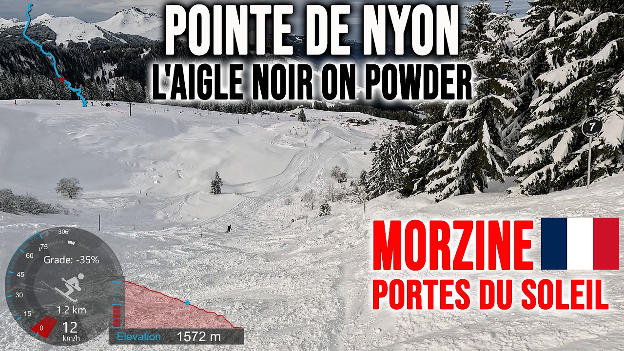 [4K] Skiing Morzine, L'Aigle Noir on Powder - Pointe de Nyon, Portes du Soleil France, GoPro HERO13