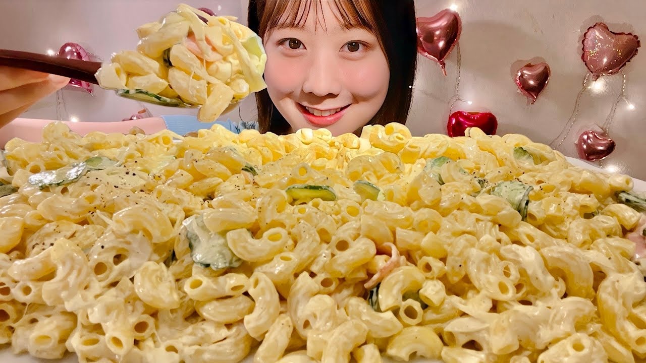 ASMR салат из макарон【русские субтитры】【Mukbang/ Eating Sounds】