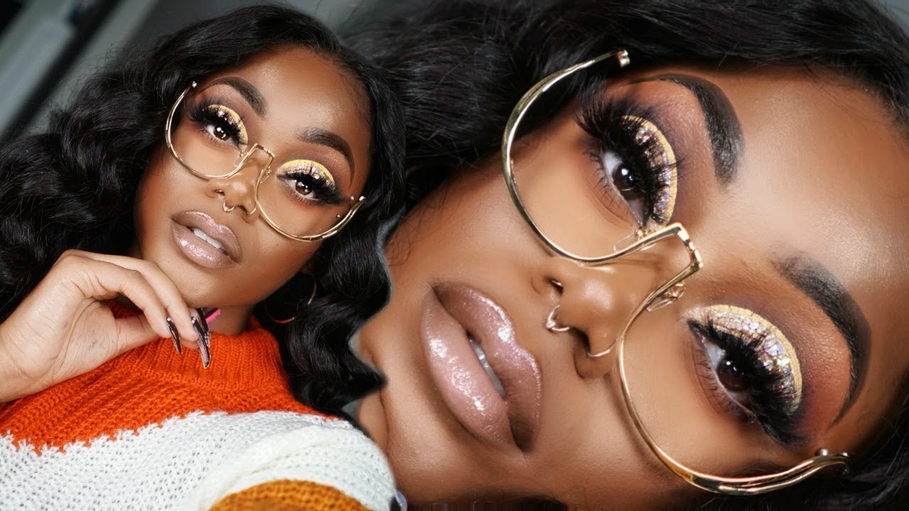 HOLIDAY Hair n' Makeup|  Glitter Cut crease w/ YELLOW LINER | 30
