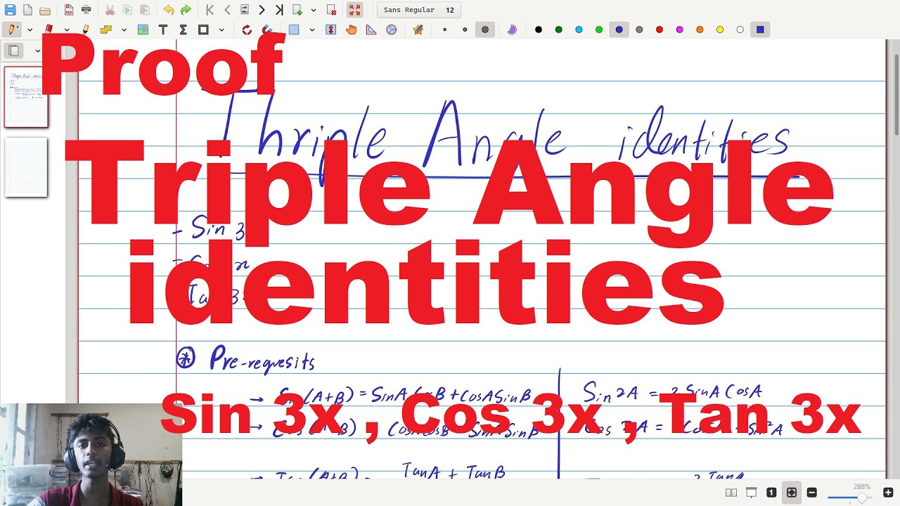 Triple Angle Identities : Sin 3x, Cos 3x, Tan 3x