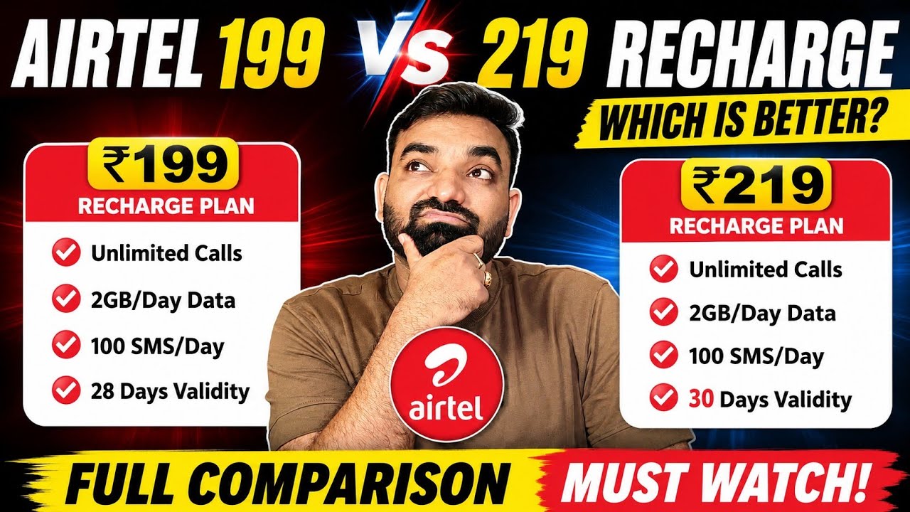 Airtel Cheapest Recharge Plans | Airtel 199 vs 219 Recharge Plan Details 2026 🤯 Which is best?