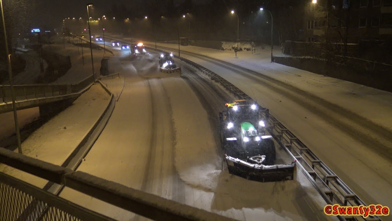 4K| John Deere 6155R, 6150R & Scania R730 Plow Truck Clearing Snow